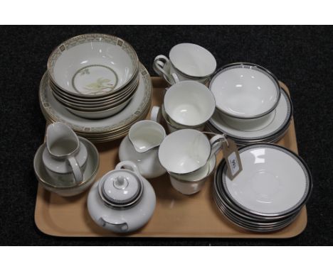 A tray containing twenty two pieces of Royal Doulton Saraband tea china, together with ten Royal Doulton White Nile bowls, Wh