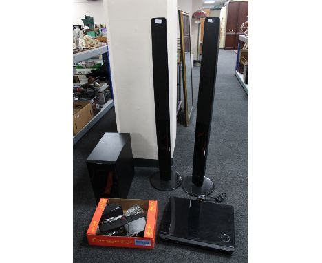 A Samsung H10-JT4530 Blu-ray system including a pair of tower speakers and sub woofer speaker