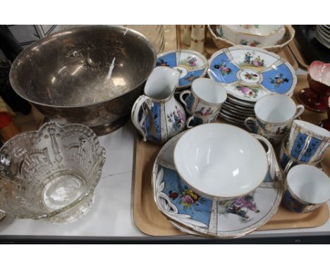 A tray containing a twenty nine piece continental china tea service