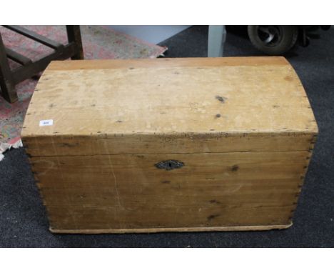 An antique pine domed trunk 