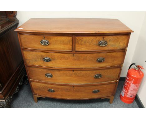 A nineteenth century mahogany bow fronted five drawer chest on bracket feet, width 109cm 