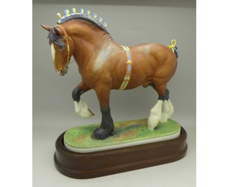 A Royal Worcester shire stallion, modelled by Doris Lindner, with signed limited edition certificate, 428/500, height without