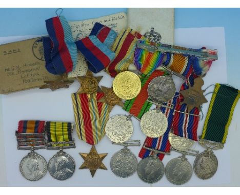 A collection of medals:- a trio of WWI medals to 187194 G.H. Horder A.B.,R.N. (note, the Star numbered 187914), a Queen's Sou