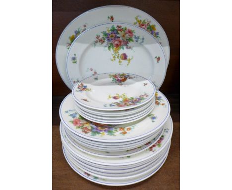 Royal Worcester Roseland dinner plates, twenty-three pieces in total