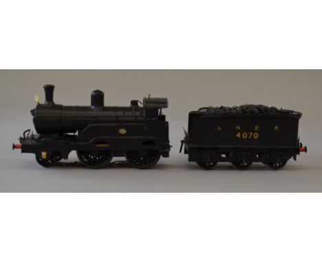 O Gauge. Kit built LNER 2-4-0 tender engine. No. 4070. Of reasonable construction, 3-rail electric. P/F
