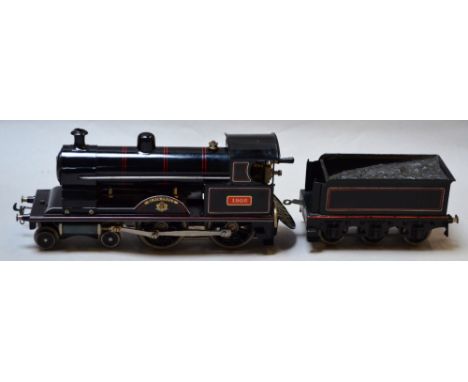 Bing for Bassett Lowke. Live steam O gauge L&NWR 4-4-0 "Black Prince"  circa 1910. Nicely restored engine. Tender unrestored 