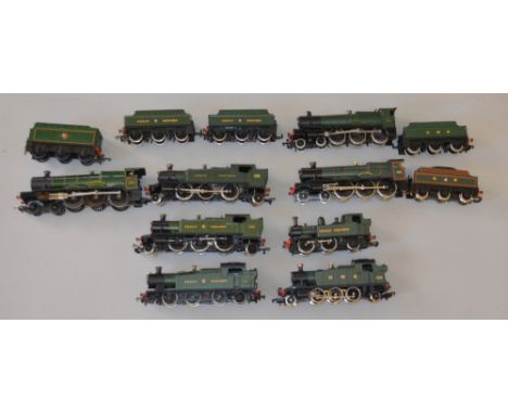 OO Gauge 8 x Unboxed GWR locomotives by Hornby, Airfix, Mainline, Bachmann & Lima. Together with 2 x spare tenders. All F/G
