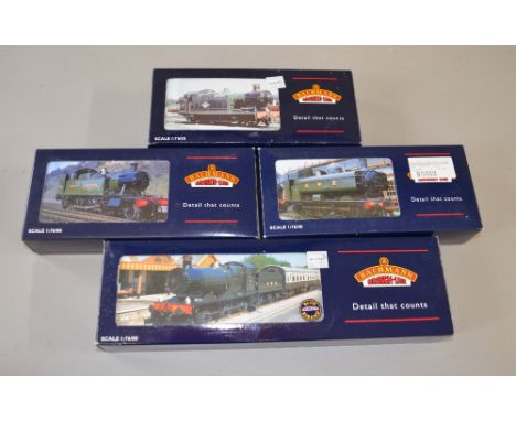 OO Gauge. 4 x Bachmann locomotives. Includes 45xx Tank No. 4550 GWR green, 8750 Pannier Tank No. 3715 GWR green, 56xx Tank No