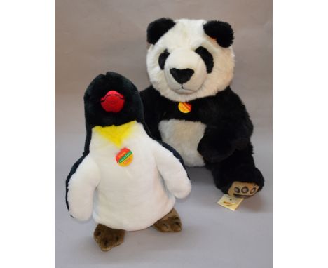 Steiff 35cm Panda together with a Steiff Penguin (2)
