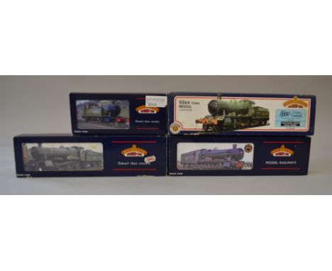 OO Gauge. 4 x Bachmann locomotives. Includes 45xx Tank No. 4550 GWR green, 93xx Mogul GWR green No. 7332, "Kinlet Hall" GWR g