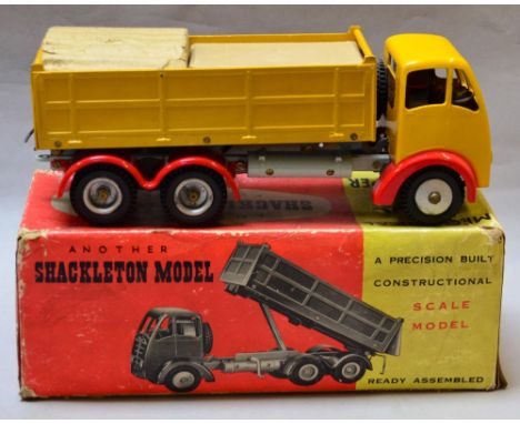 Shackleton Model Mechanical Foden F.G.6 Tipper in yellow over red. In excellent condition. Box Fair, includes Maintenance Ins