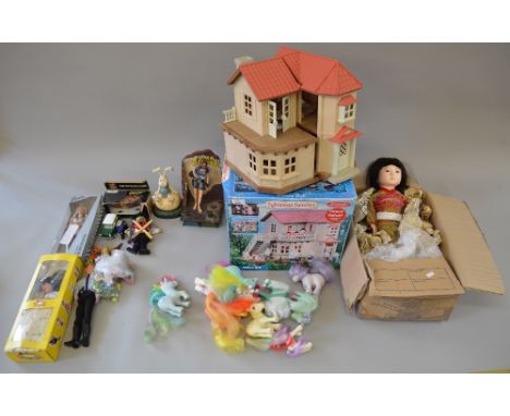 A good mixed lot of including a 20C Itchimatsu doll and Sylanian Families Willow Hall; Pelham Puppet etc.