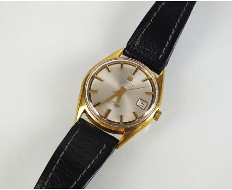 A Gentleman's Tissot gold plated automatic Visodate Militar wristwatch, the silvered dial with batons and date aperture, with