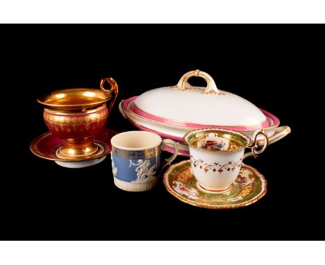 A small collection of English and continental pottery and porcelain,  including Chamberlain's Worcester, Royal Worcester, Mei