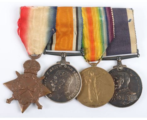 A Great War Naval Long Service Medal Group of 4, HMS COLUMBINE,  1914-15 Star, British War and Victory medals, “346239 W.T.N.