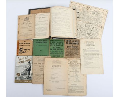 WW2 British Home Guard Manuals, booklets, documents and regulations. This includes a spring backed binder used by J S Morris 