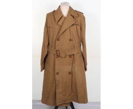 WW2 British Army Officers Trench Coat, fine example of a double breasted officers khaki cloth trench coat No.2 dated 1943 to 