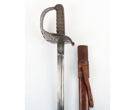 British Late Victorian Heavy Cavalry Officers Undress Sword by Hawkes & Co, straight single fullered blade 89cms No.4974, etc