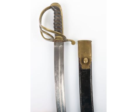 Victorian Constabulary Sidearm c.1850-60, curved single edge blade 60.5cms, regulation triple bar brass guard, wire bound fis