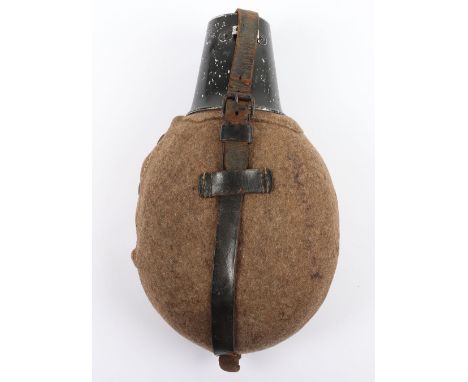 WW2 German Army / Waffen-SS Water Bottle, good example of a felt covered water bottle with its original leather securing stra