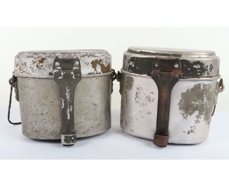 2x WW2 German Army / Waffen-SS Mess Tins, both being aluminium examples with remains of the original paint finish. Both with 