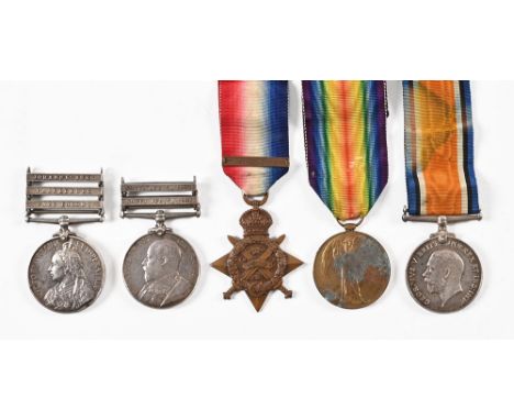 A group of First World War medals, together with Edward VII South Africa medal and a Queen Victorian South Africa medal, both