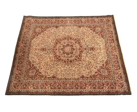 A carpet square, decorated in Islamic style floral decoration, marked to the underside F Robinson &amp; Sons Ltd Carpet Speci