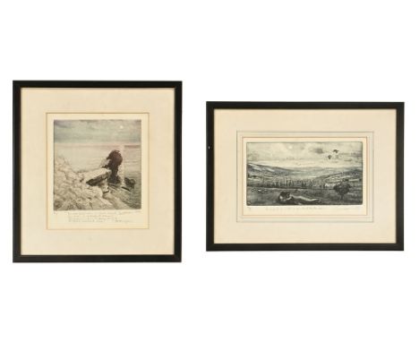 Piers Browne (British born 1949), two artists proofs, the first depicting a young couple in landscape . 10 x 19 cm, signed an