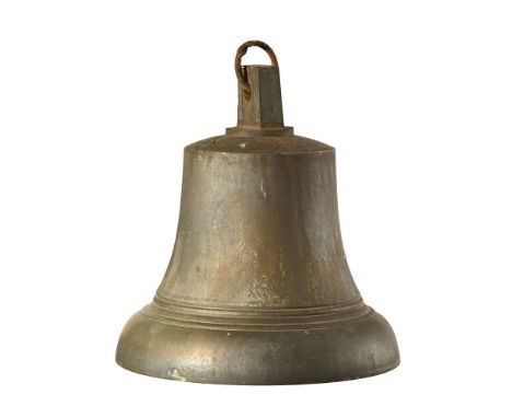 A large bronze bell with the Royal Cypher of George VI.  Height +/- 26 cm, diameter 24 cm.The bell is in good order, it shows