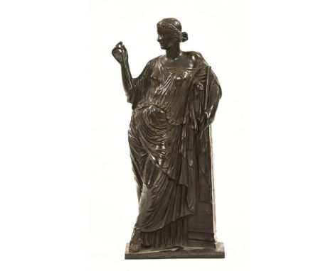 A French bronze figure of Euterpe, possibly 19th century. Height 42 cm and with a Reduction Mecannique seal, also marked to u