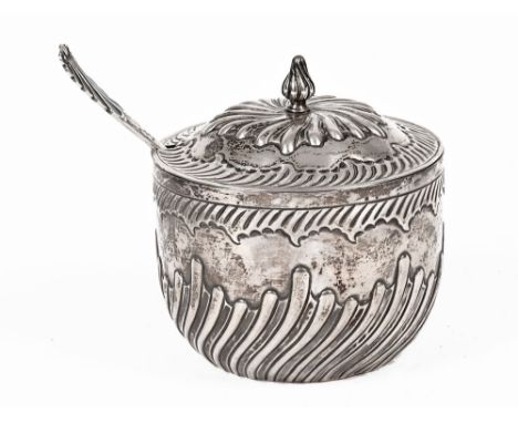 A Victorian lidded pot, the base stamped London 1887 maker Goldsmith &amp; Silversmiths company William Gibson and John Lawre
