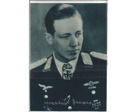 Martin Drewes WW2 Luftwaffe ace signed 5 x 3 b/w uniform portrait photo. Good Condition. All signed pieces come with a Certif