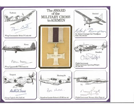 Six Military Cross winners signed on irregularly cut DM Medal Military Cross to Airmen cover. Includes Great Escaper Flt Lt O