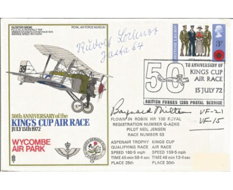 WW2 Luftwaffe, US fighter aces Rudolf Lochner, B Thilton signed cover. Wycombe Air Park 50th Anniversary of the King's Cup Ai