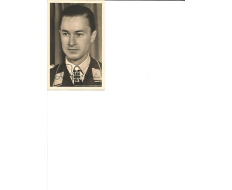 WW2 Luftwaffe ace Heinrich Prinz zu Sayn Wittgenstein KC signed Wartime Hoffman 6 x 4 inch b/w portrait photo. 14 August 1916