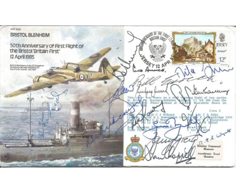Multiple Cricket legends signed RAF bomber cover. Bristol Blenheim 50th Anniversary of the First Flight of the Bristol 'Brita