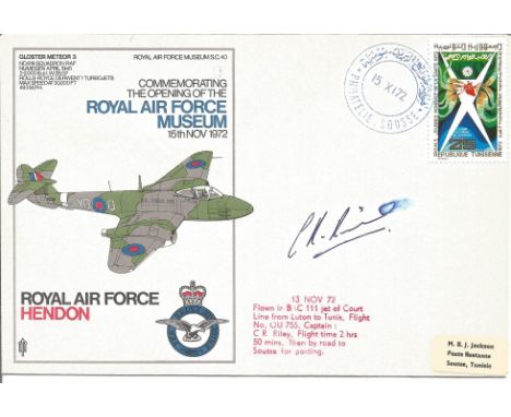 C R Riley pilot who flew cover signed Variety cover Commemorating the Opening of the Royal Air Force Museum SC40. Bearing 25 