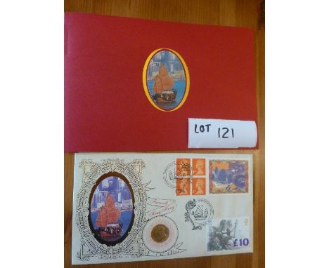 Coins:  Commemorative Limited Edition coin/stamp cover – Benham with QV Gold Sovereign (1898) – Farewell to Hong Kong 1997 si