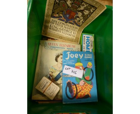 Collectables:  Box of items – old jigsaws, games, cards, stamps, etc, mixed lot.
