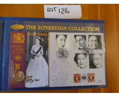 Coins:  Commemorative Limited Edition coin/stamp cover – Benham with QEII Gold Sovereign (2002) – Golden Jubilee QEII Accessi