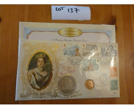 Coins:  Commemorative Limited Edition coin/stamp cover – Benham – Centenary of Diamond Jubilee 1897-1997 QV includes Crown an