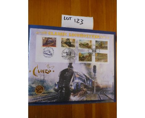 Coins:  Commemorative Limited Edition coin/stamp cover – Benham with QEII Gold Sovereign (2004) – Classic Locomotives – Bicen