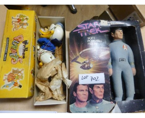 Collectable Toys:  Star Trek – soft figures Spock and Pelham Puppet boxed Donald Duck.