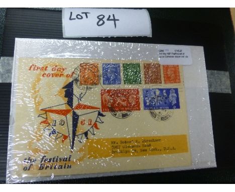 Stamps:  GB 1951 Festival of Britain FDC commemorative cover and also definitives FDC on same cover – nice item.