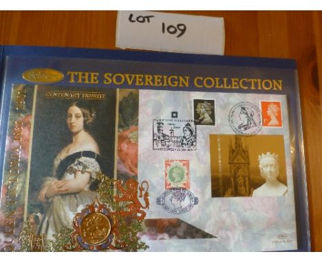 Coins:  Commemorative Limited Edition coin/stamp cover – Benham with QV Gold Sovereign (1901) – Queen Victoria Centenary trib