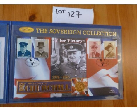 Coins:  Commemorative Limited Edition coin/stamp cover – Benham with QV Gold Sovereign (1874) – V For Victory – Sir Winston C