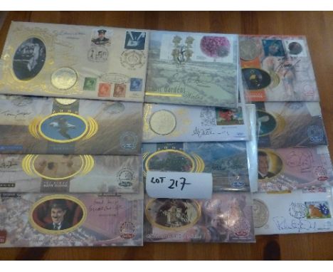 Autographs:  Signed coin covers – various incl ‘Film/TV’ on mostly GB Benham covers, commemorative stamp covers all vgc incl 