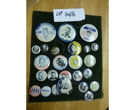 Collectables:  USA tin badges of Presidents collection, varying condition, 1960’s onwards.