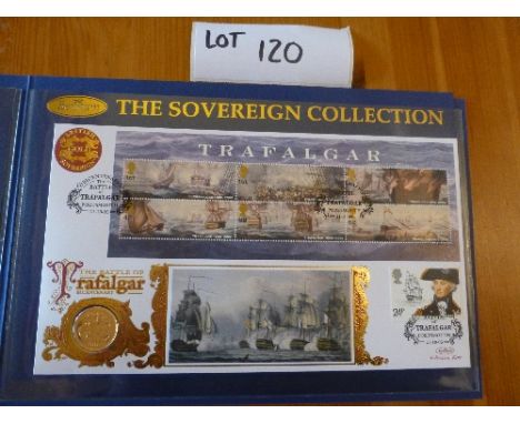 Coins:  Commemorative Limited Edition coin/stamp cover – Benham with QEII Gold Sovereign (2005) – Battle of Trafalgar Bicent 