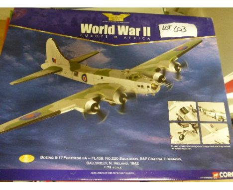 Die-cast:  Corgi Aviation WWII Europe & Africa.  AA33303 Boeing B17 Fortress 1:72 all vgc, box again few minor knocks on edge